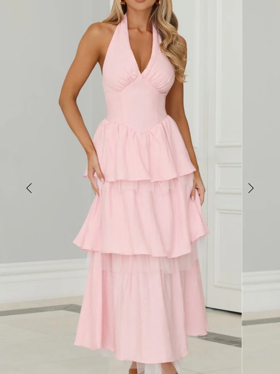 Hello Molly Dresses & Skirts - Hello Molly Pink Halter Tiered Maxi Dress